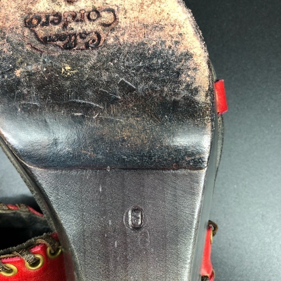 Calleen Cordero rare wooden heel red sandal 9 - Picture 7 of 7